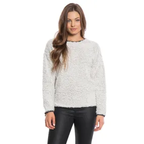 Solid Frosty Tipped Drop Shoulder Crew Sweater