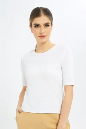 Women White Basic Tops